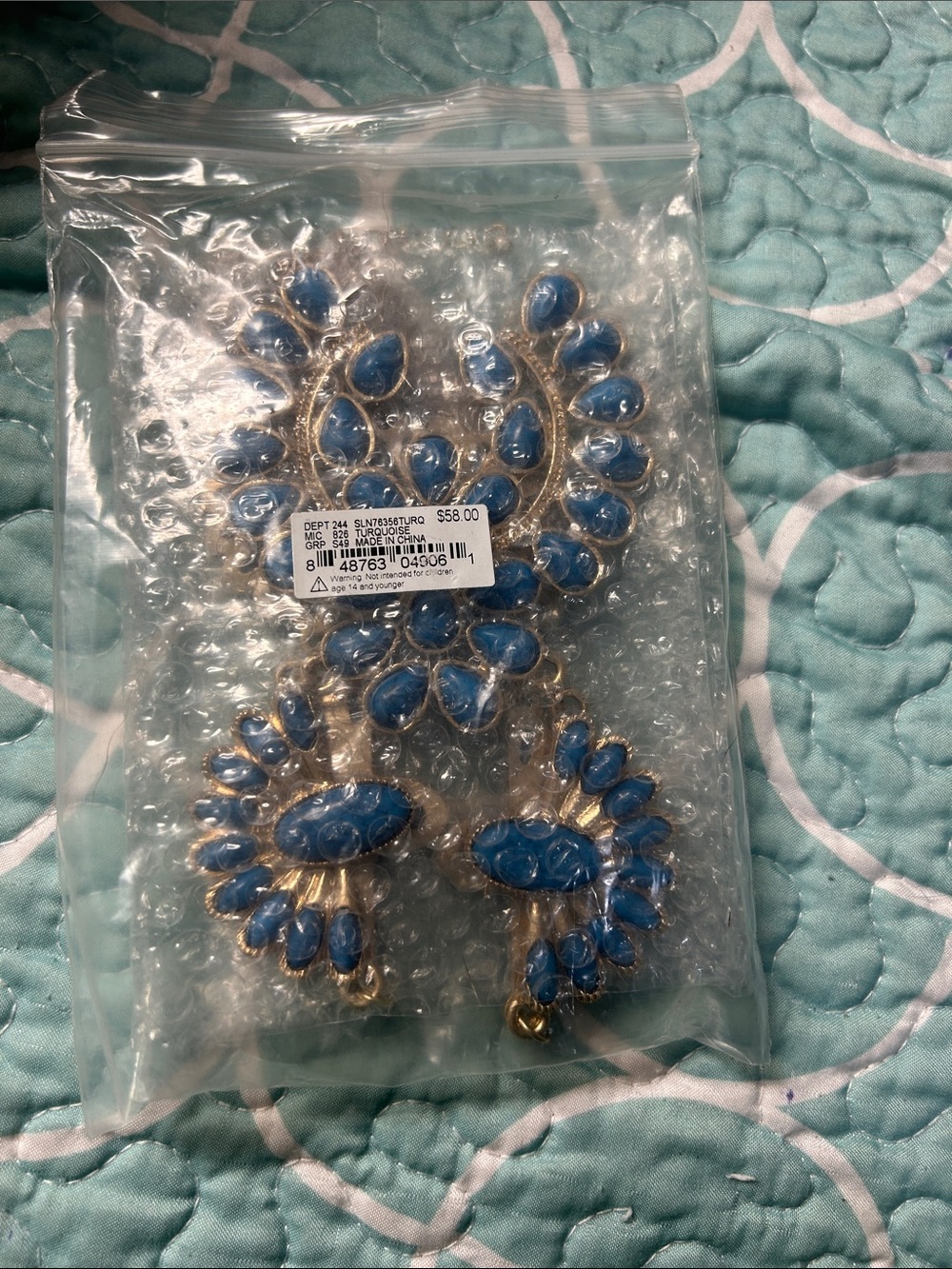 Southern Living Gold-Tone Earrings with Bright Blue Cabochons